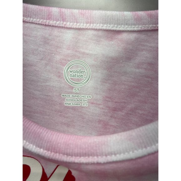 Wonder Nation Pink Tie Dye 3/4 Ruffle Sleeves You Are Loved Girl's Dress Size 5T - Picture 4 of 4
